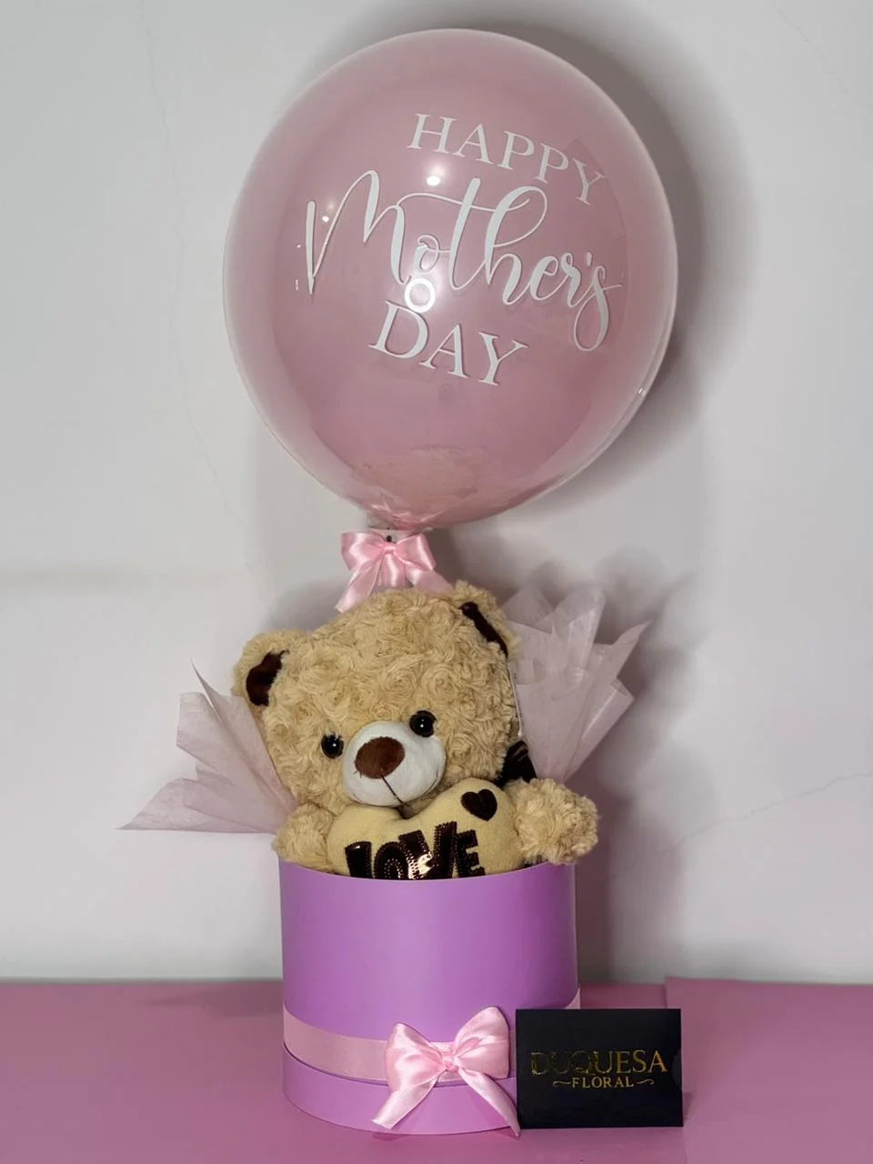 Abrazo Dulce - Oso de peluche con globo burbuja y Ferrero Rocher