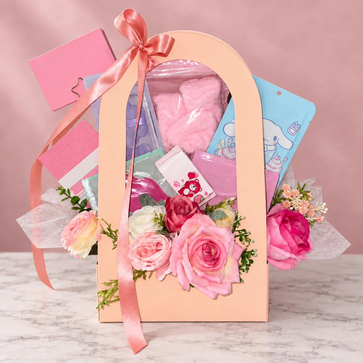 Kit Amor Propio - Set de balaca y muñequeras, parches anti acné, 3 pomos para polvos, mascarilla velo, pañitos para rostro, parche de colágeno con niacinamida para ojeras y colágeno para labios